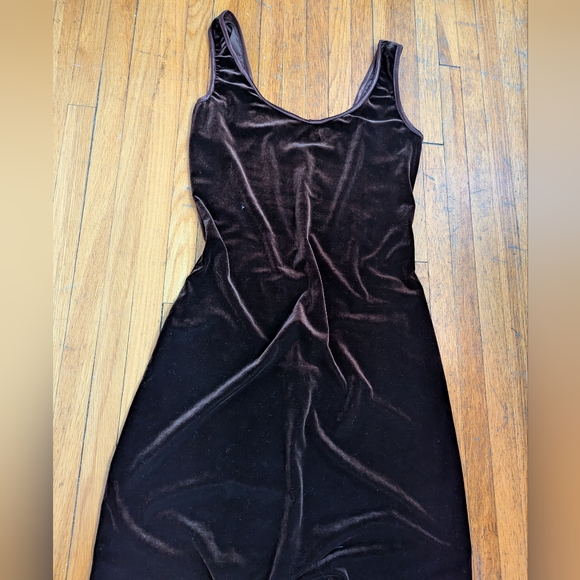Vintage Mica Brown Velvet Whimsygoth Fitted Maxi Dress Size 6 Elegant - Picture 7 of 7